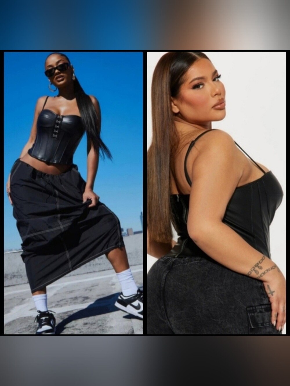 Fashion Nova Off the hook blk faux leather spaghetti strap corset top 1X NWT - Picture 14 of 17